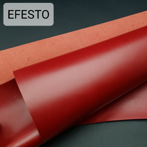 Кожа галантерейная теленок EFESTO красный, ДВОЁНЫЙ до 0.8 мм. отрез 14х51х24 см.